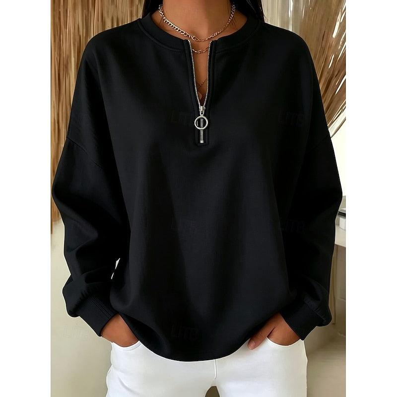 Melinda | Quarter-Zip Dropped-Shoulder Sweatshirt
