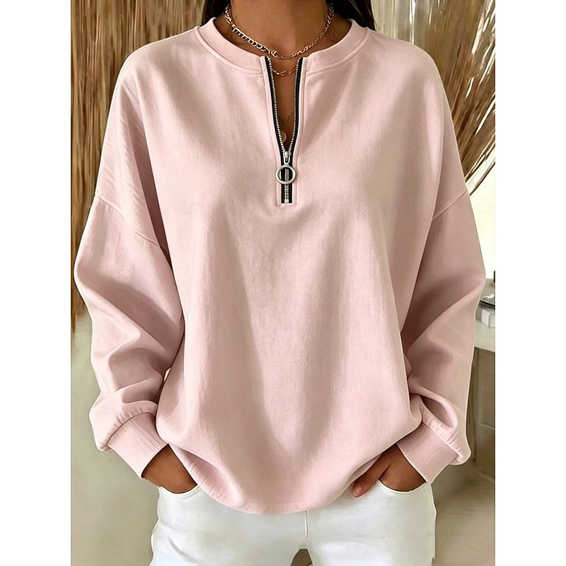 Melinda | Quarter-Zip Dropped-Shoulder Sweatshirt