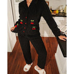 Meryl | Embroidered Fleece Button-Front Lounge Set