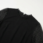 Michelle | Rhinestone Mesh Sleeve Ruffle Hem Dress