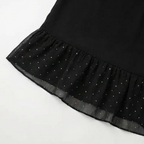Michelle | Rhinestone Mesh Sleeve Ruffle Hem Dress