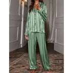 Minnie | Striped Satin Shirt and Pants Set