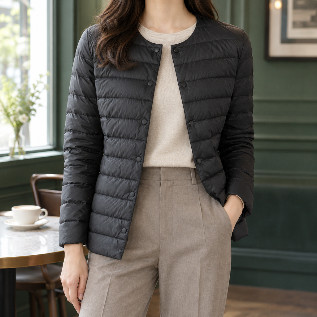 Missy | Collarless Quilted Down Jacket