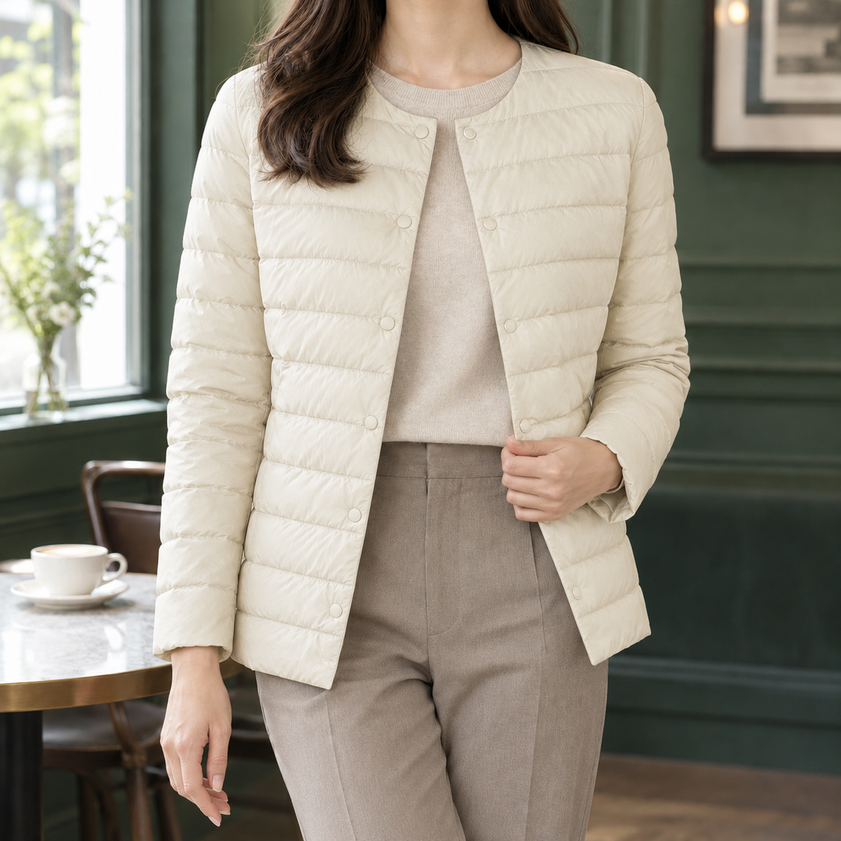 Missy | Collarless Quilted Down Jacket