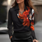 Mollie | Draped Neckline Long-Sleeve Satin Blouse