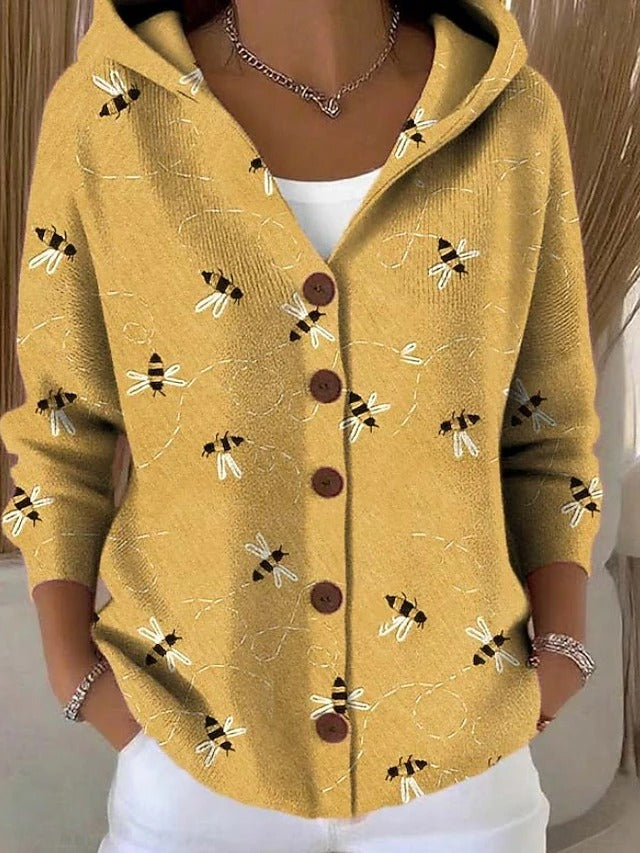 Muriel | Button-Front Hooded Cardigan Sweater