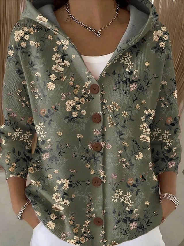 Muriel | Button-Front Hooded Cardigan Sweater