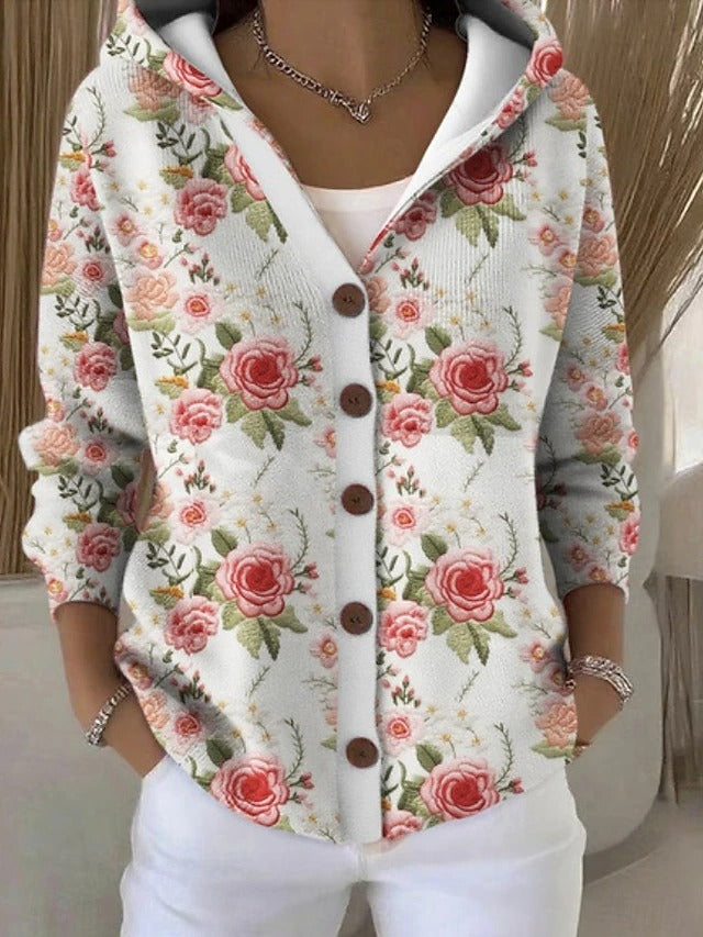 Muriel | Button-Front Hooded Cardigan Sweater