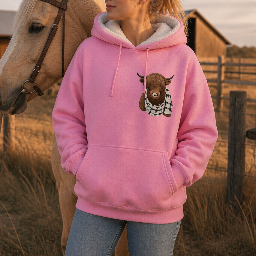 Nancy | Fleece-Lined Highland Cow Graphic Hoodie