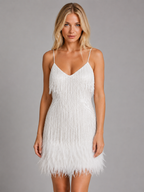 Nicola | Sequin Fringe Feather Mini Dress