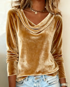 Nikki | Drape-Neck Velvet Evening Top