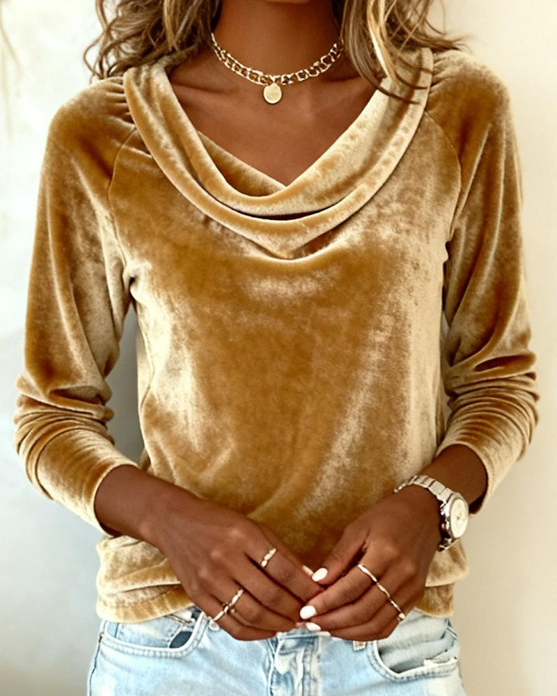 Nikki | Drape-Neck Velvet Evening Top