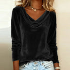 Nikki | Drape-Neck Velvet Evening Top
