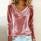Nikki | Drape-Neck Velvet Evening Top