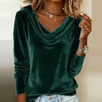 Nikki | Drape-Neck Velvet Evening Top