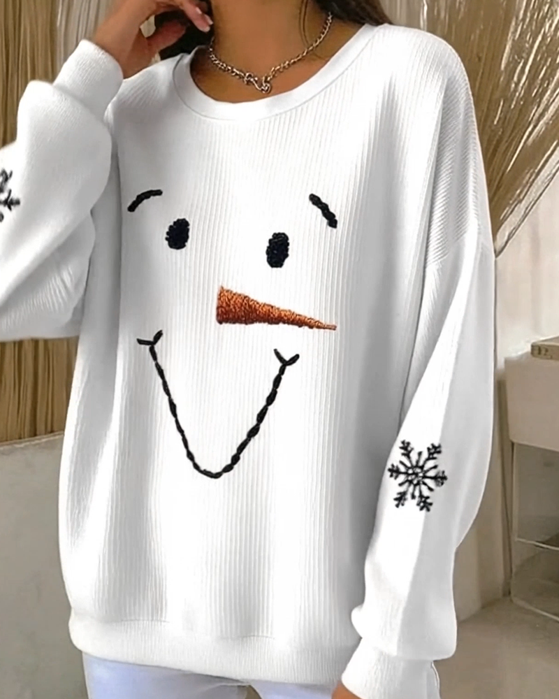 Norma | Ribbed Snowman Face Sweatshirt