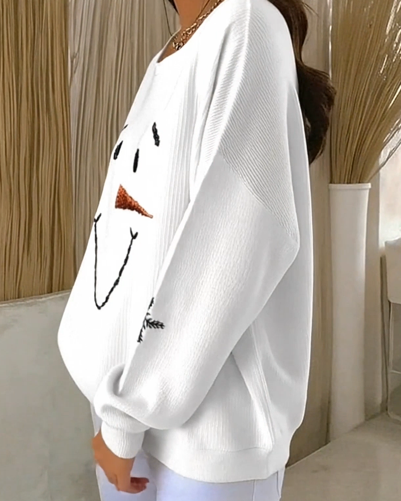 Norma | Ribbed Snowman Face Sweatshirt