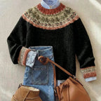 Peggy | Fair Isle Long-Sleeve Knit Sweater