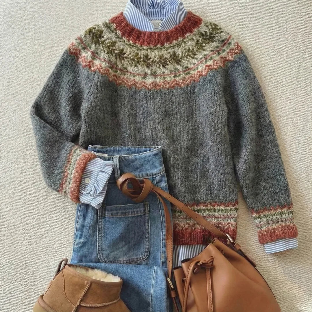 Peggy | Fair Isle Long-Sleeve Knit Sweater