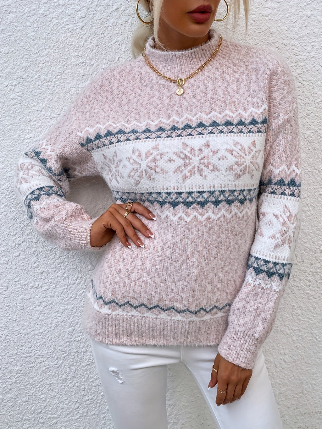 Phyllis | Snowflake Mock-Neck Sweater