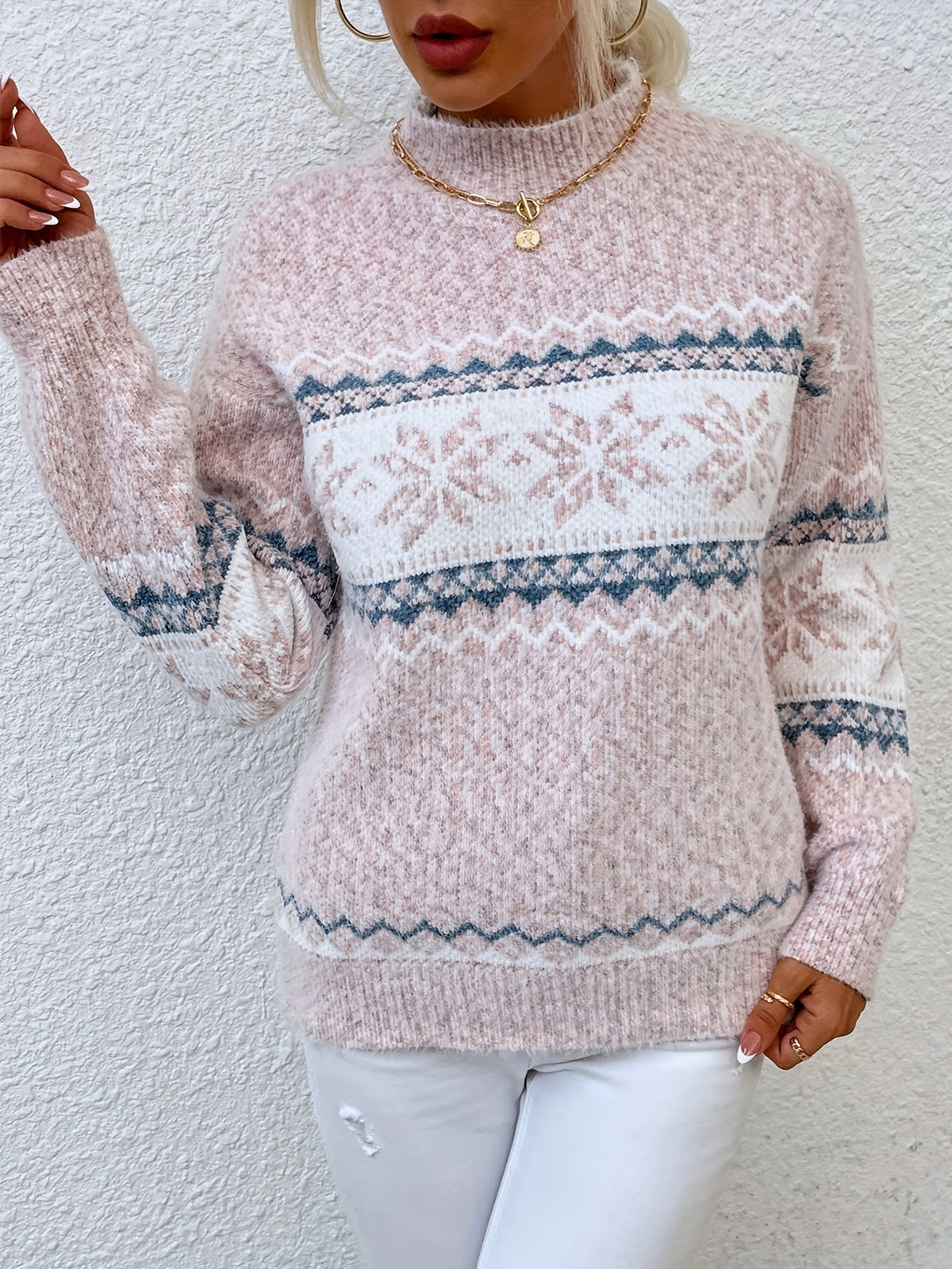 Phyllis | Snowflake Mock-Neck Sweater
