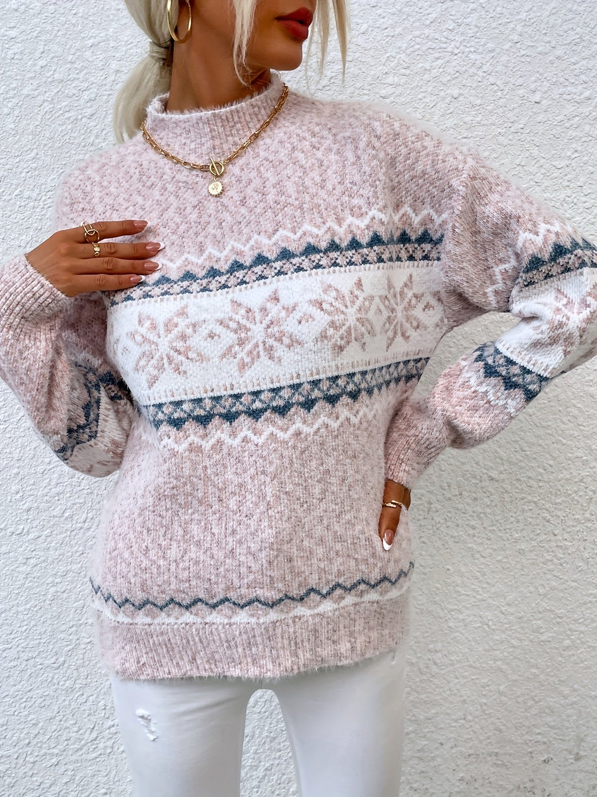 Phyllis | Snowflake Mock-Neck Sweater