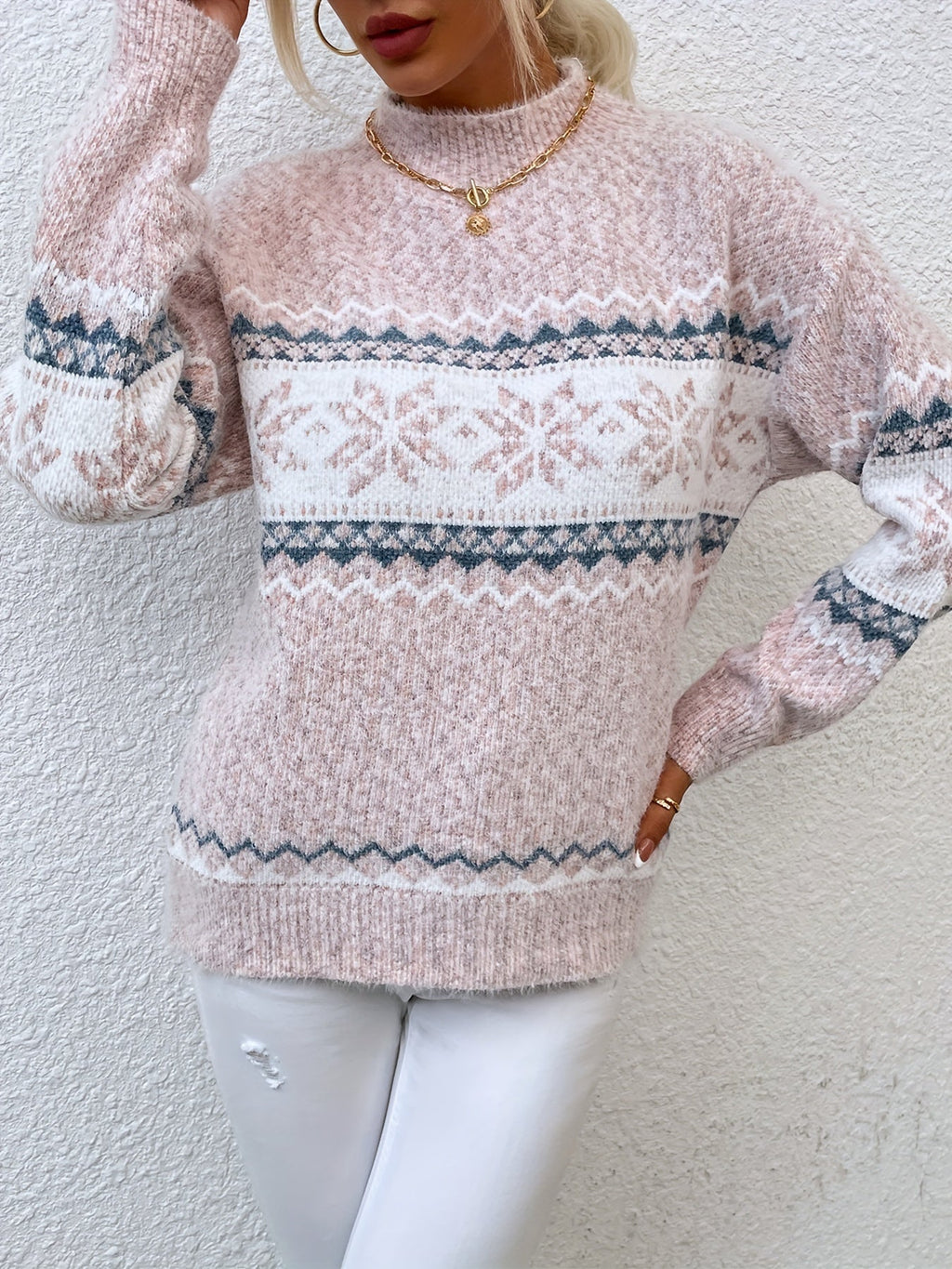 Phyllis | Snowflake Mock-Neck Sweater