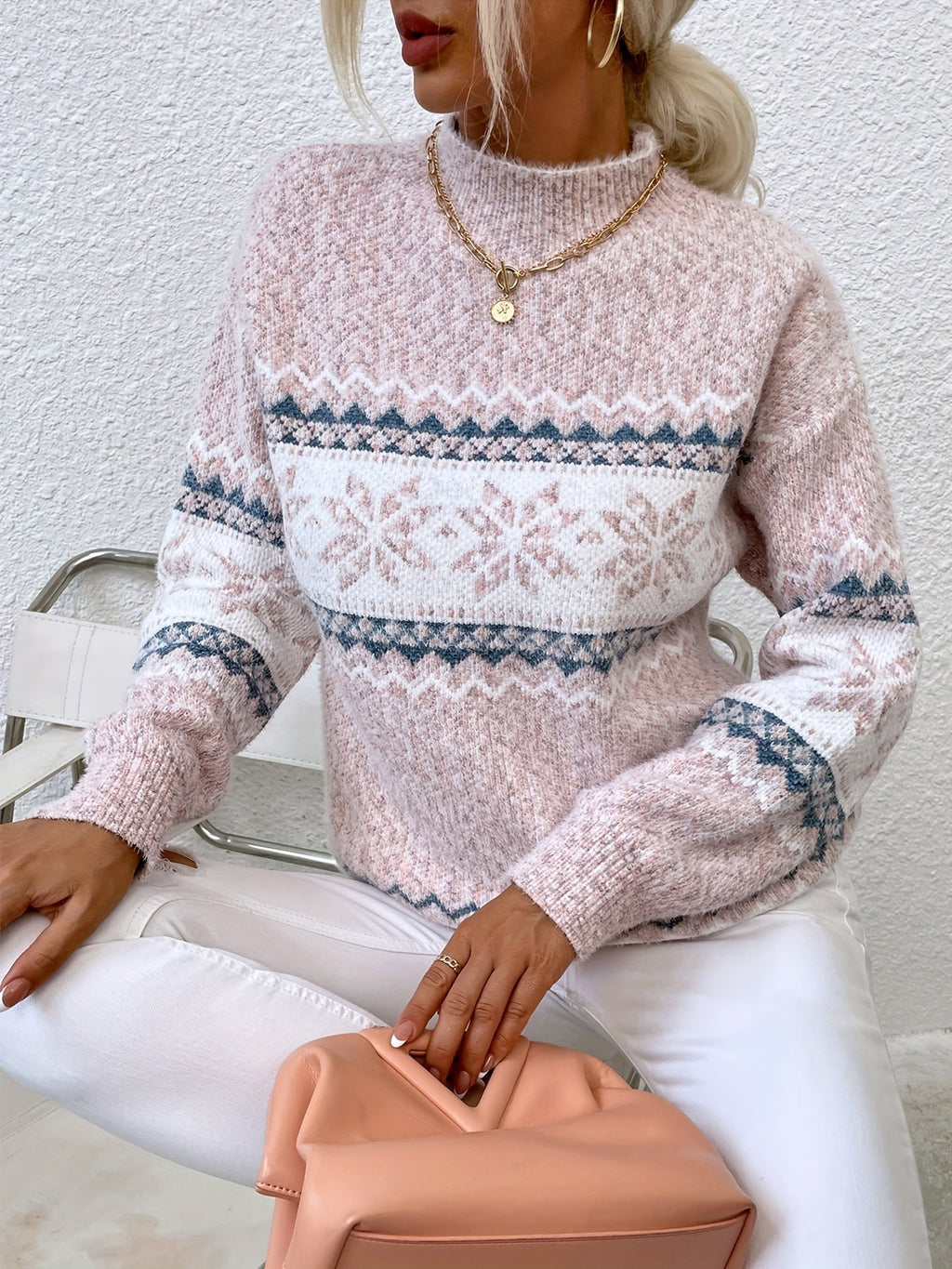 Phyllis | Snowflake Mock-Neck Sweater