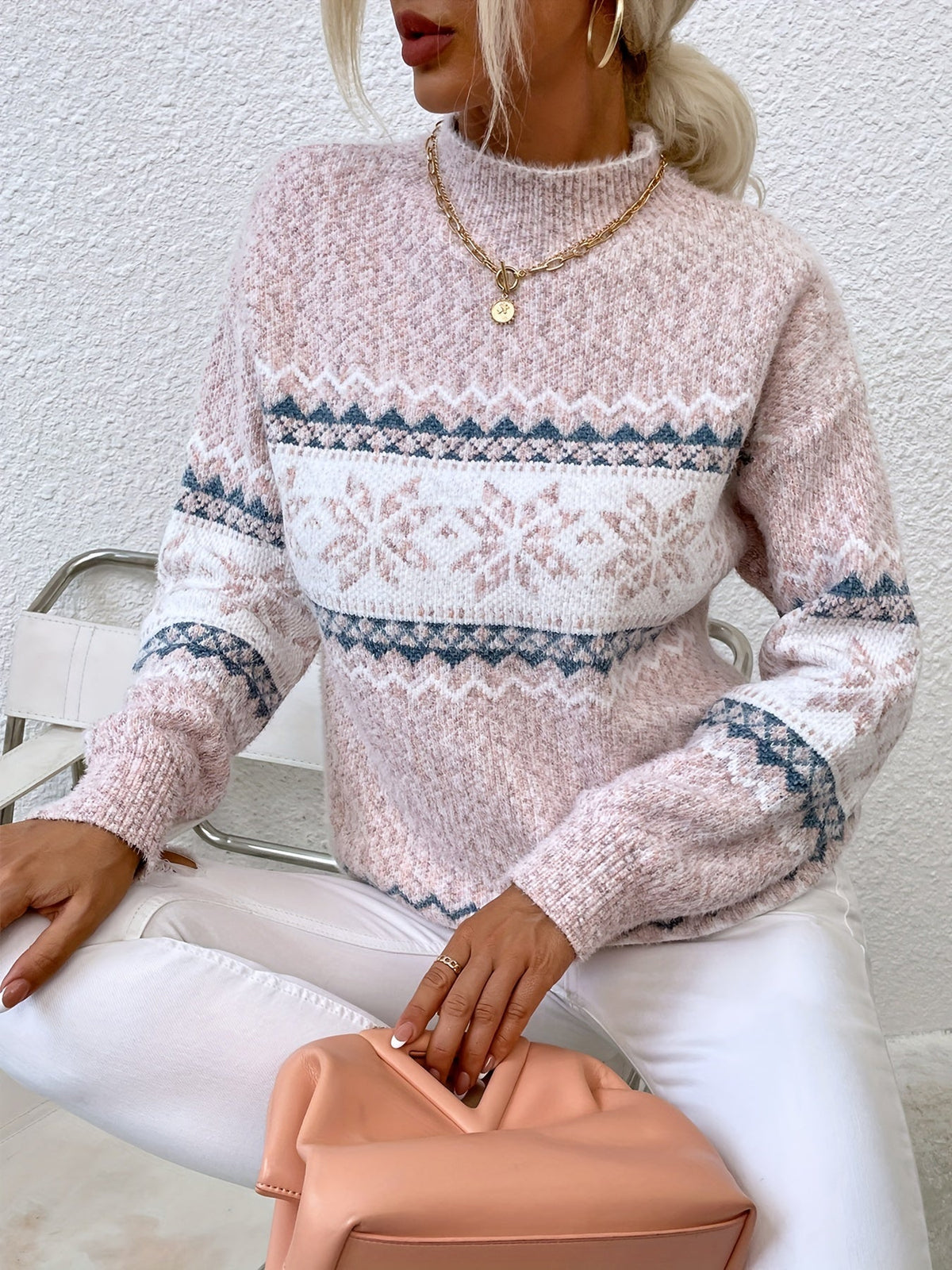 Phyllis | Snowflake Mock-Neck Sweater