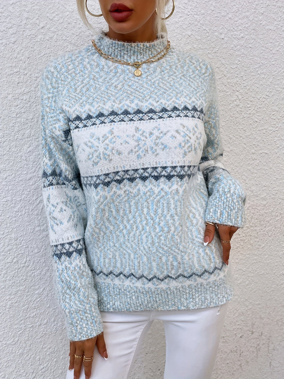 Phyllis | Snowflake Mock-Neck Sweater