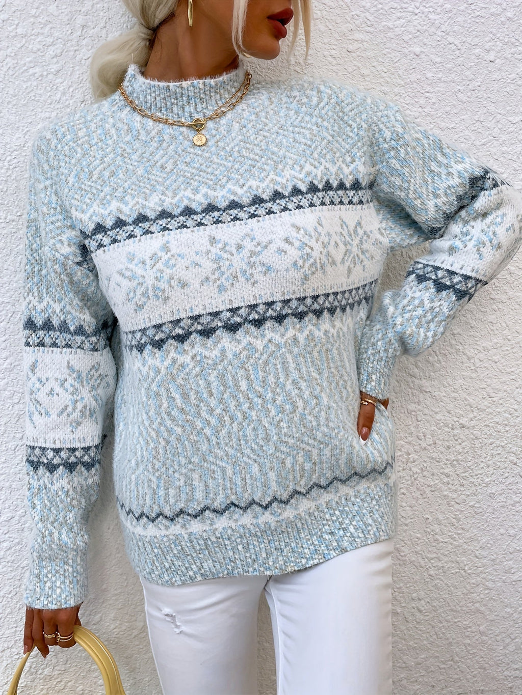 Phyllis | Snowflake Mock-Neck Sweater