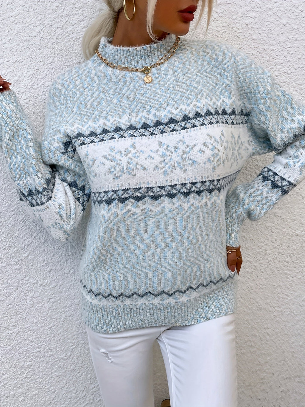 Phyllis | Snowflake Mock-Neck Sweater