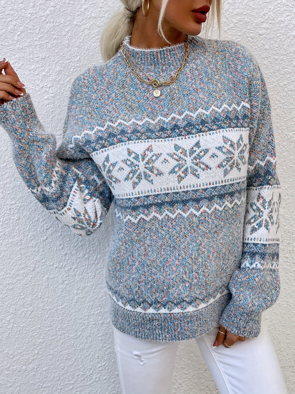 Phyllis | Snowflake Mock-Neck Sweater
