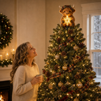 Highland Cow Tree Topper with Glowing Star