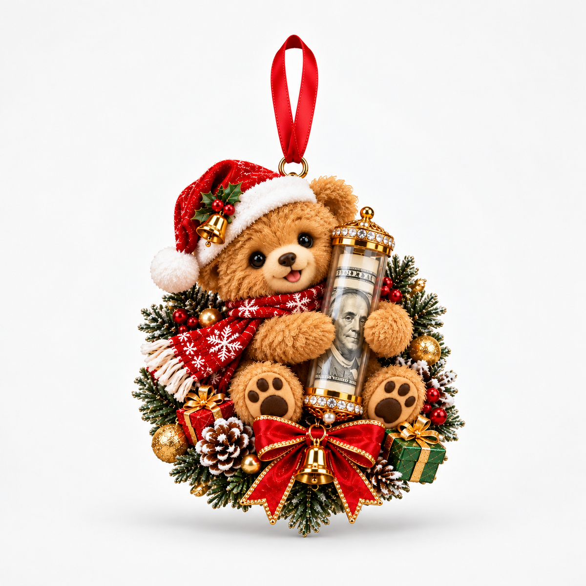 Stuffed Animal Christmas Money Holder Ornament