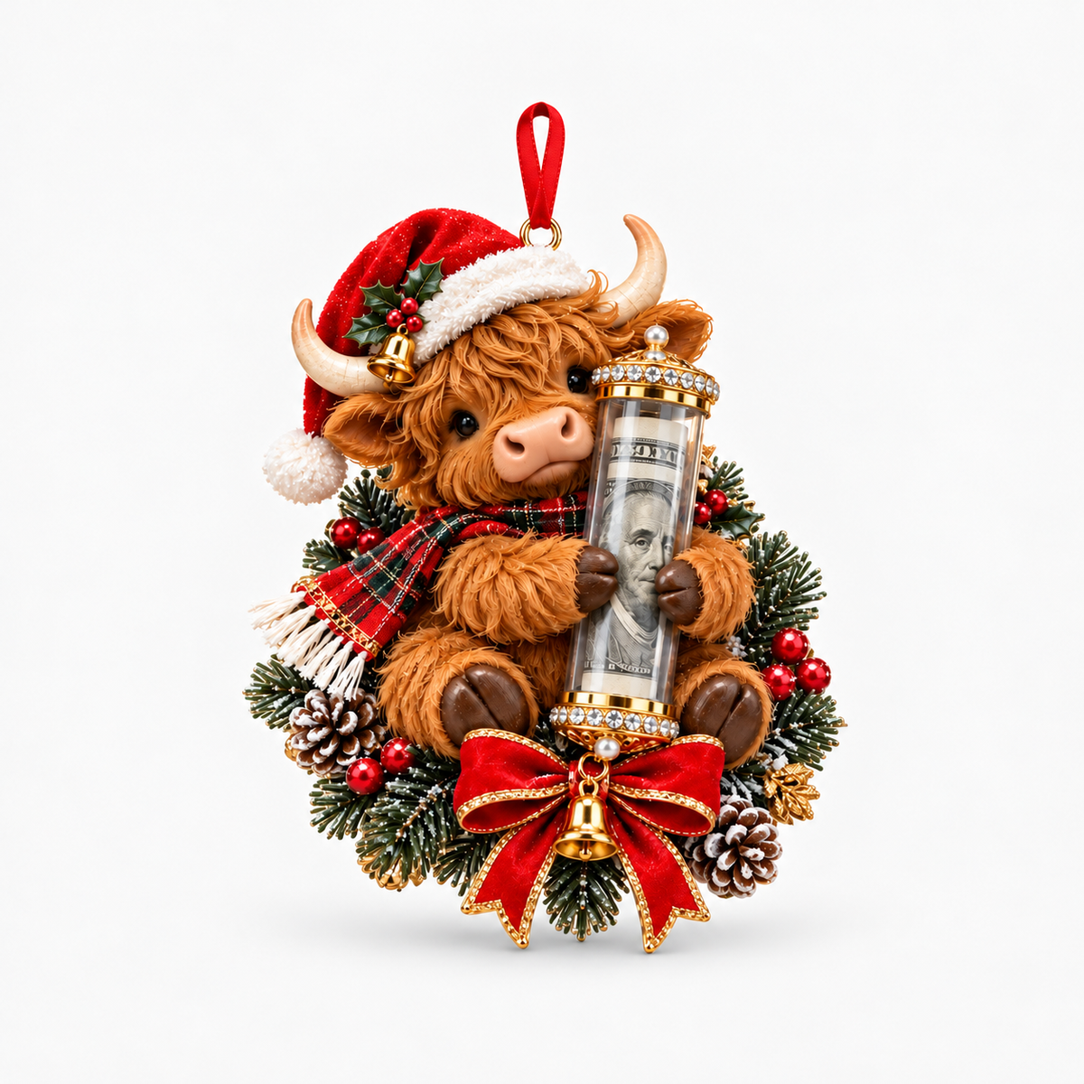 Stuffed Animal Christmas Money Holder Ornament