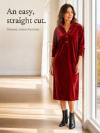 Rhiannon | Velvet Button-Placket Midi Dress