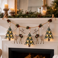 Lighted Deer and Pine Cone Christmas Garland