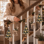 Lighted Deer and Pine Cone Christmas Garland