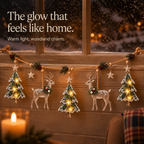 Lighted Deer and Pine Cone Christmas Garland