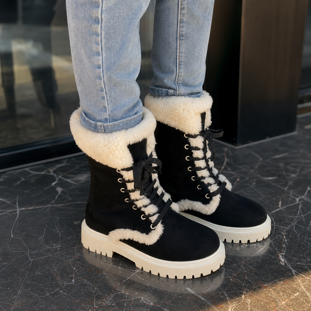 Sabine | Plush-Lined Lace-Up Mid-Calf Boots