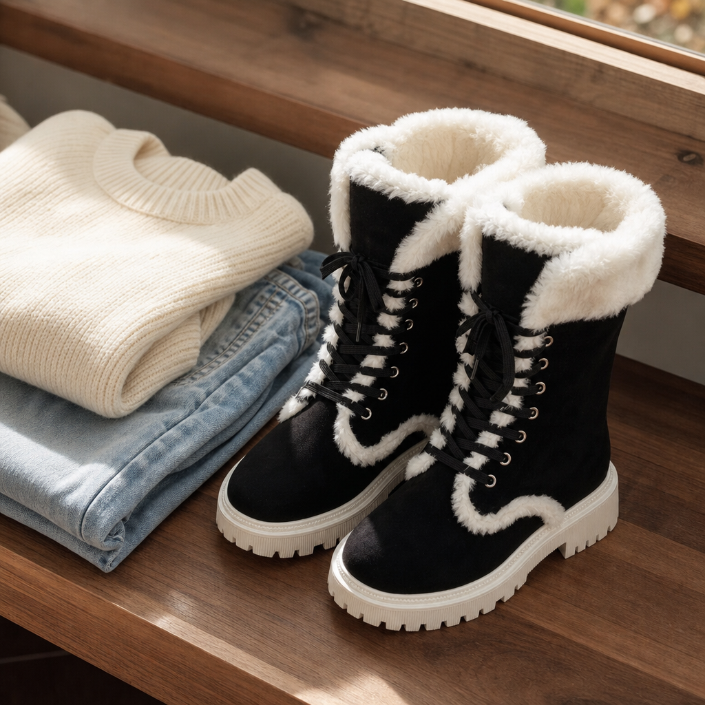 Sabine | Plush-Lined Lace-Up Mid-Calf Boots