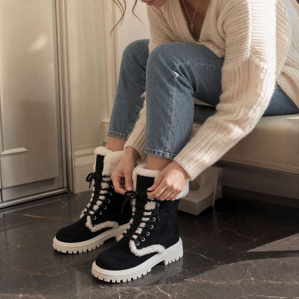 Sabine | Plush-Lined Lace-Up Mid-Calf Boots