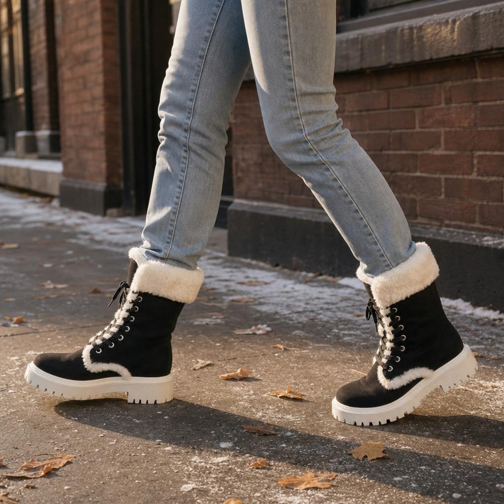Sabine | Plush-Lined Lace-Up Mid-Calf Boots