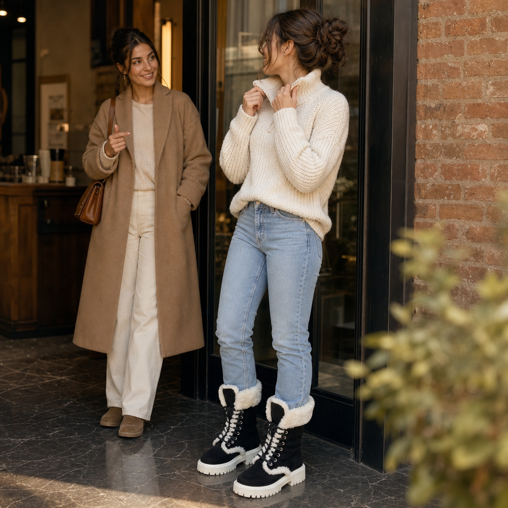 Sabine | Plush-Lined Lace-Up Mid-Calf Boots