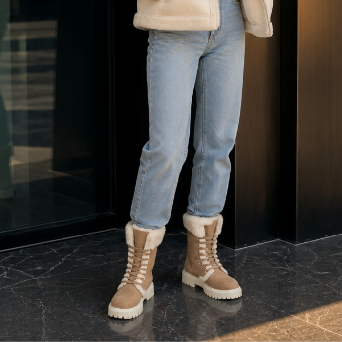 Sabine | Plush-Lined Lace-Up Mid-Calf Boots