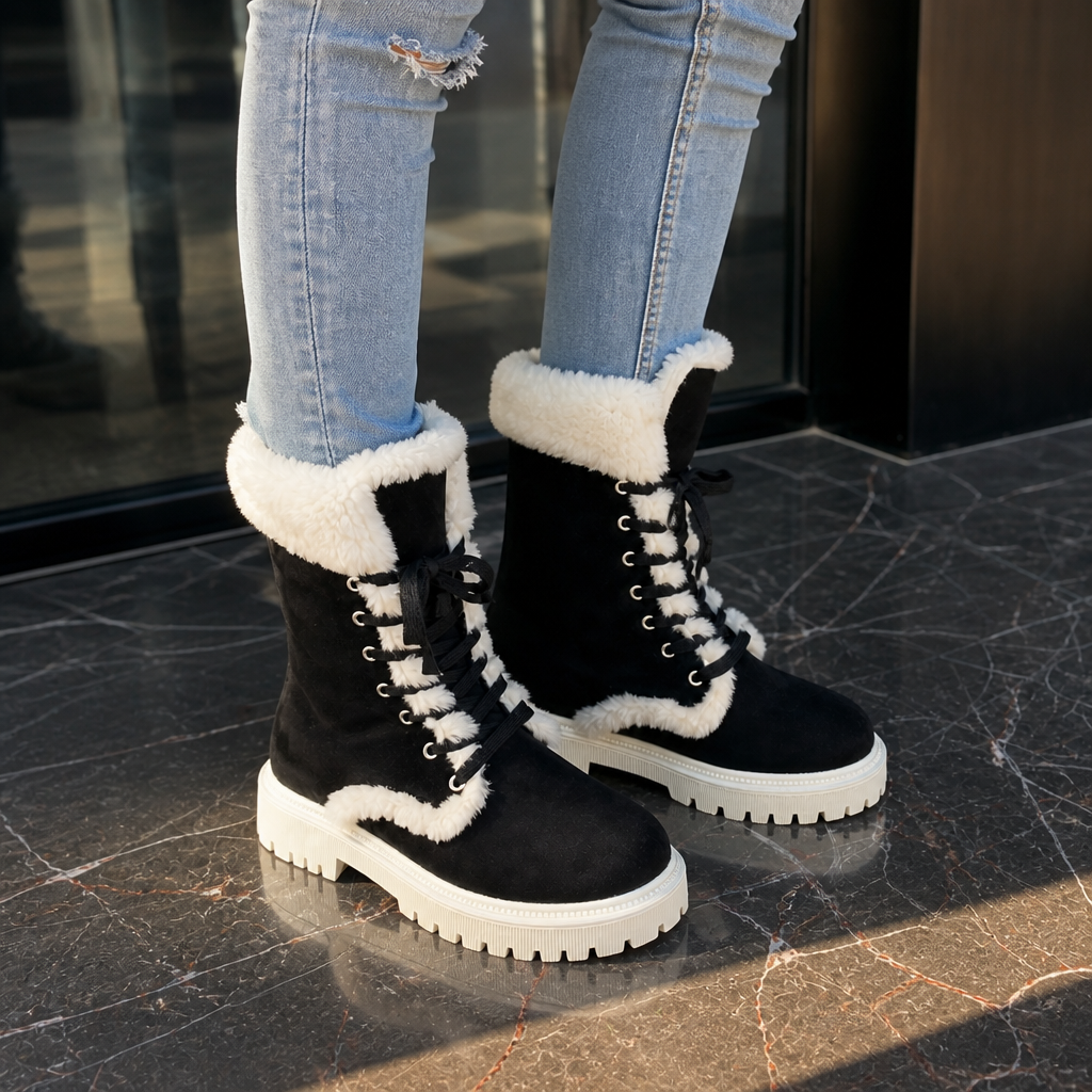 Sabine | Plush-Lined Lace-Up Mid-Calf Boots