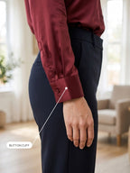 Sally | Satin-Feel Long-Sleeve Collared Blouse