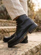 Sean | Lace-Up Faux Leather Boots