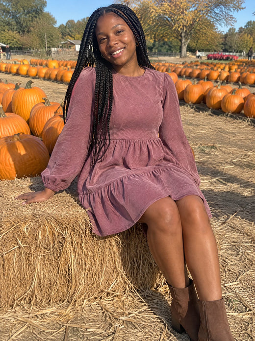 Blair | Long-Sleeve Corduroy Dress with Relaxed Fit